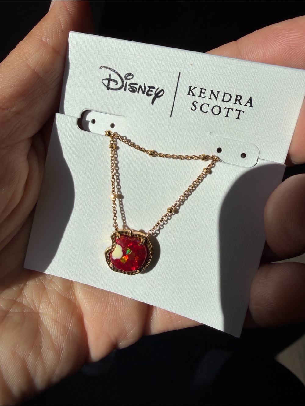 Disney Kendra Scott Gold Necklace with Red Apple Charm